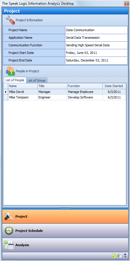 Speak Logic Information Analysis Desktop screen shot